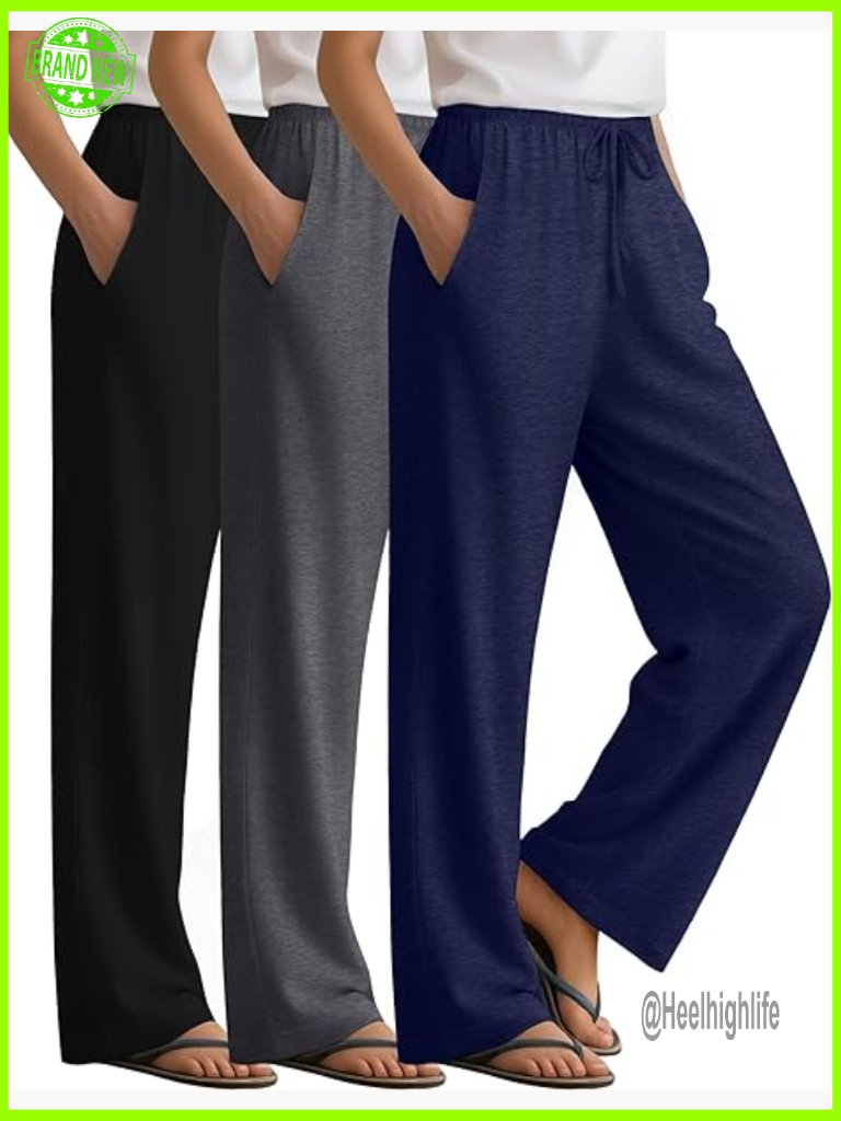 3 Pack Women's Lounge Pants Cozy Wide Leg Yoga Pants With Pockets